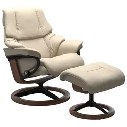 Stressless Sessel mit Hocker Reno Signature Leder Beige Batick Cream L (Large)