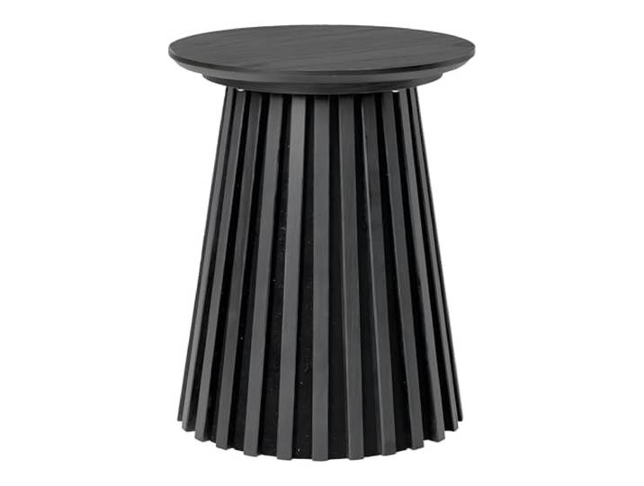 ebuy24 Osaka Eckbeistelltisch Ø40 x 50cm schwarz. – rund – Eichenfurnier, MDF. – Farbe Schwarz – Skandi Design – für Esszimmer & Wohnküche – stabil & alltagstauglich