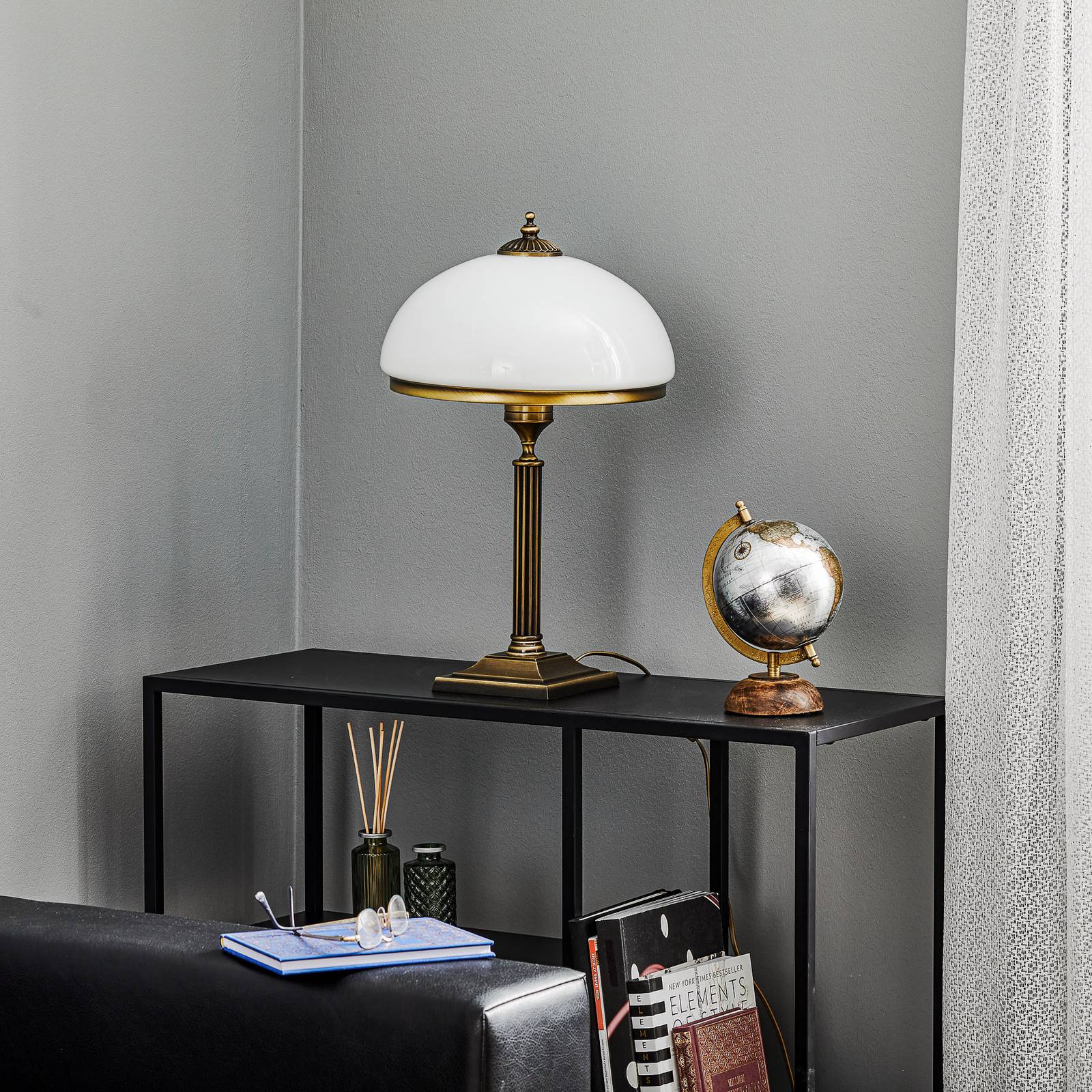 Table Lamp Petro Jupiter, Bronze / antique brass, Living / Dining Room, metal, Antique, Table Lamp