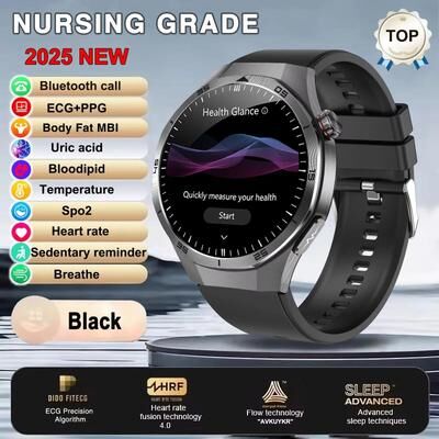 Uplifted Finds 2025 ECG+PPG Metabolic Health Smartwatch   Uric Acid & Lipid Monitoring   Executive NFC NFC Health & HD Call System black