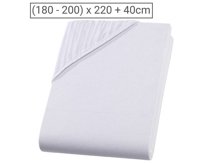 Wasser-/Boxspringbett Superb Qualitäts-Jersey Fixleintuch, weiss, 200 x 220 cm
