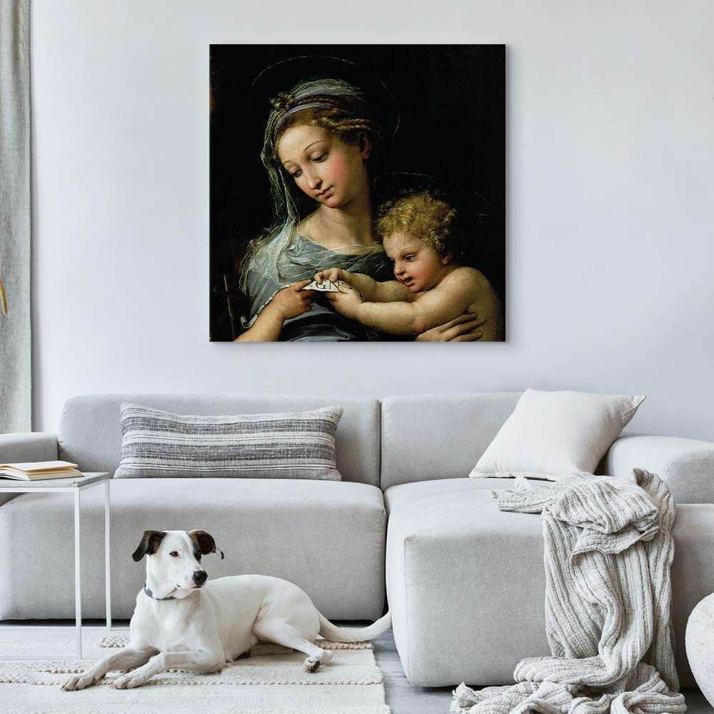 home24 Canvas afbeelding The Virgin of the Rose beige/multicolour 80 x 80 cm