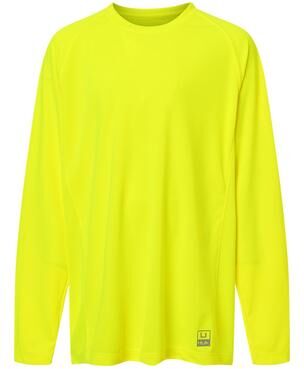 HUK H712L004 Youth Pursuit Long Sleeve T-Shirt in Neon Yellow size XL   Polyester