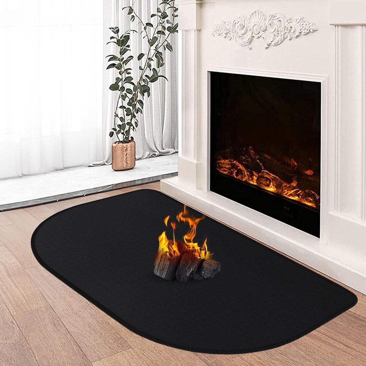 Zwarte vuurvaste onderlaag voor kachels met drielaags materiaal, 60 x 100 cm