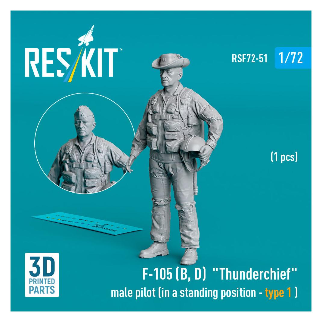 ResKit F-105 (D,F,G) Thunderchief male pilot (in a standing position - type 1) (1 pcs) (3D Printed) (RSF72-0051)