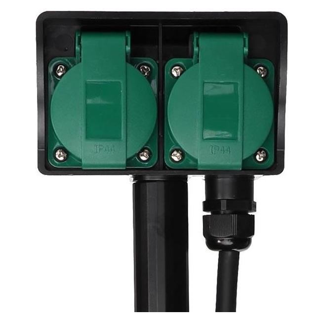 Velleman 2-Fach-Gartensteckdose Mit Erdspiess - Stecker-Typ E (Französisches System) (2x, CEE 7/5, 1.50 m) (EG2W)