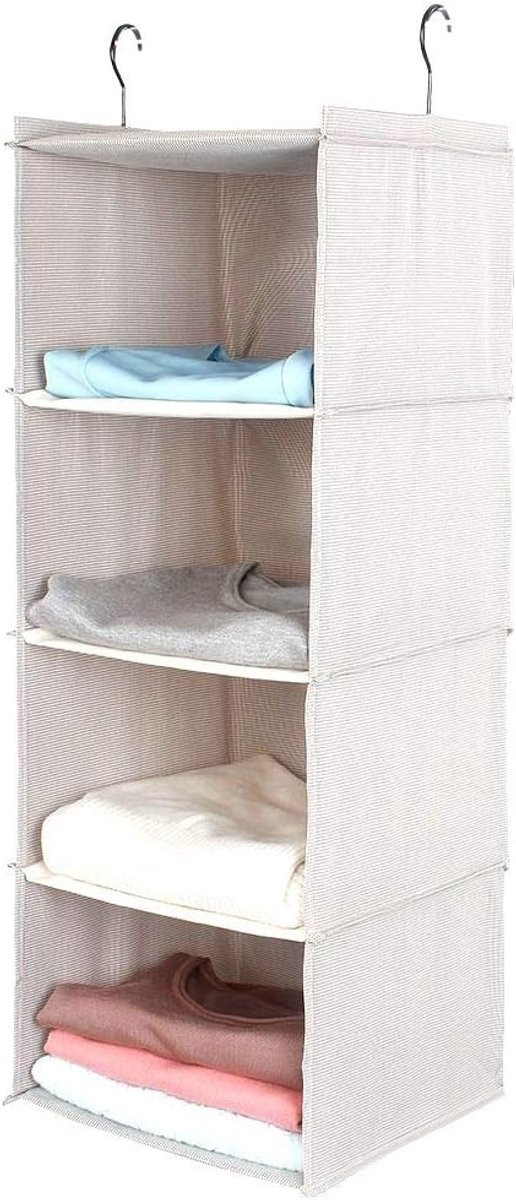 Thijox Hangende Kledingkast Organisator - Oxford Stof - 4 Planken - Beige