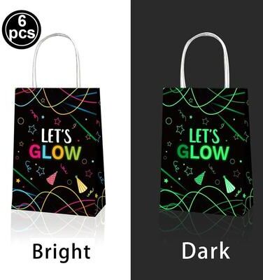Uplift Picks Neon Party Fedora Hats Glow Bright Under UV Blacklight Party Celebrations paper Bags (6 Pcs)
