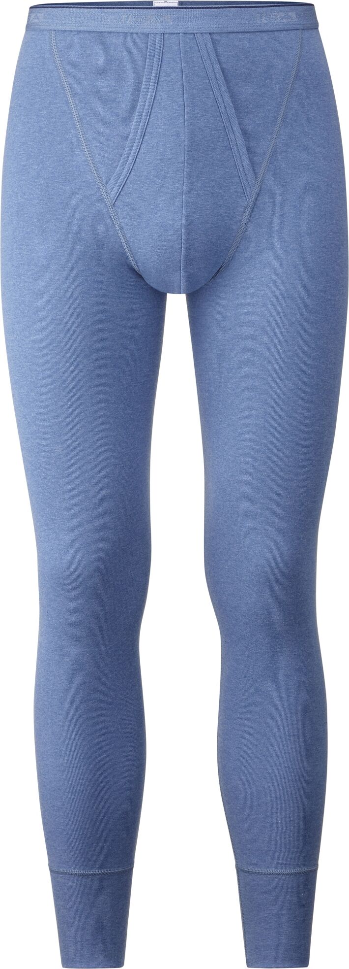 Lange Unterhose ISA BODYWEAR "Lange Unterhose mit Eingriff", Herren, Gr. M, blau (jeansmeliert), Obermaterial: 100% Baumwolle CO., Unterhosen Lange Unterhose jeansmeliert M