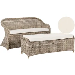 GARTENSOFA 2.5-Sitzer mit Ottomane Naturfarben Susua