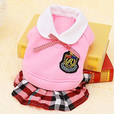 Haustier Hund Kleidung Liebhaber Preppy Style Hemdkleid Welpen passende Outfits 4 Farben (xs, graues Kleid)