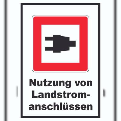 HB-Druck Nutzung von Landstromanschlüssen Schild A4 (210x297mm)