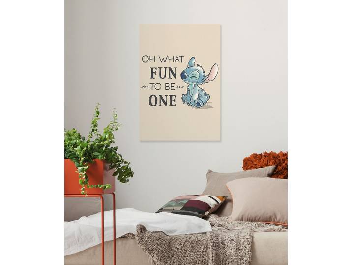 Leinwandbild KOMAR Disney Lilo and Stitch Oh What Fun , blau (farbe bild(er): beige,blau), Disney, 1 Stk., Vlies, Bilder, Leinwandbild, 40 x 60 cm (Breite x Höhe) - Kinderzimmer, Dekoration