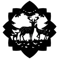 Vorlage Riesenfensterbild Rehe im Wald 1, selbstklebend, doppelt, 40 x 42 cm