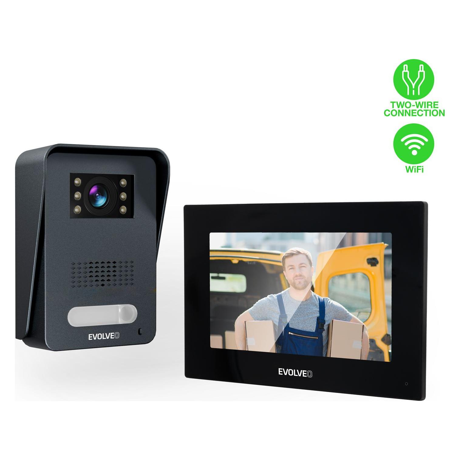 Evolveo DoorPhone AP1-2 schwarz / Kabelgebundene Video-Türsprechanlage mit Anwendung (Kabelgebunden) (DPAP1-B)