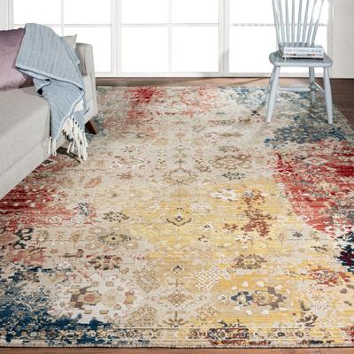 KALATY Theory Distressed Multi-Colored Abstract Area Rug