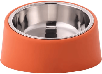 Inspire Curations TiltGuard Stainless Steel Non Slip Pet Feeding Bowl orange