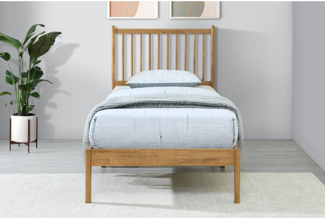17 Stories Solid Wood Bed Frame Brown Single (3')