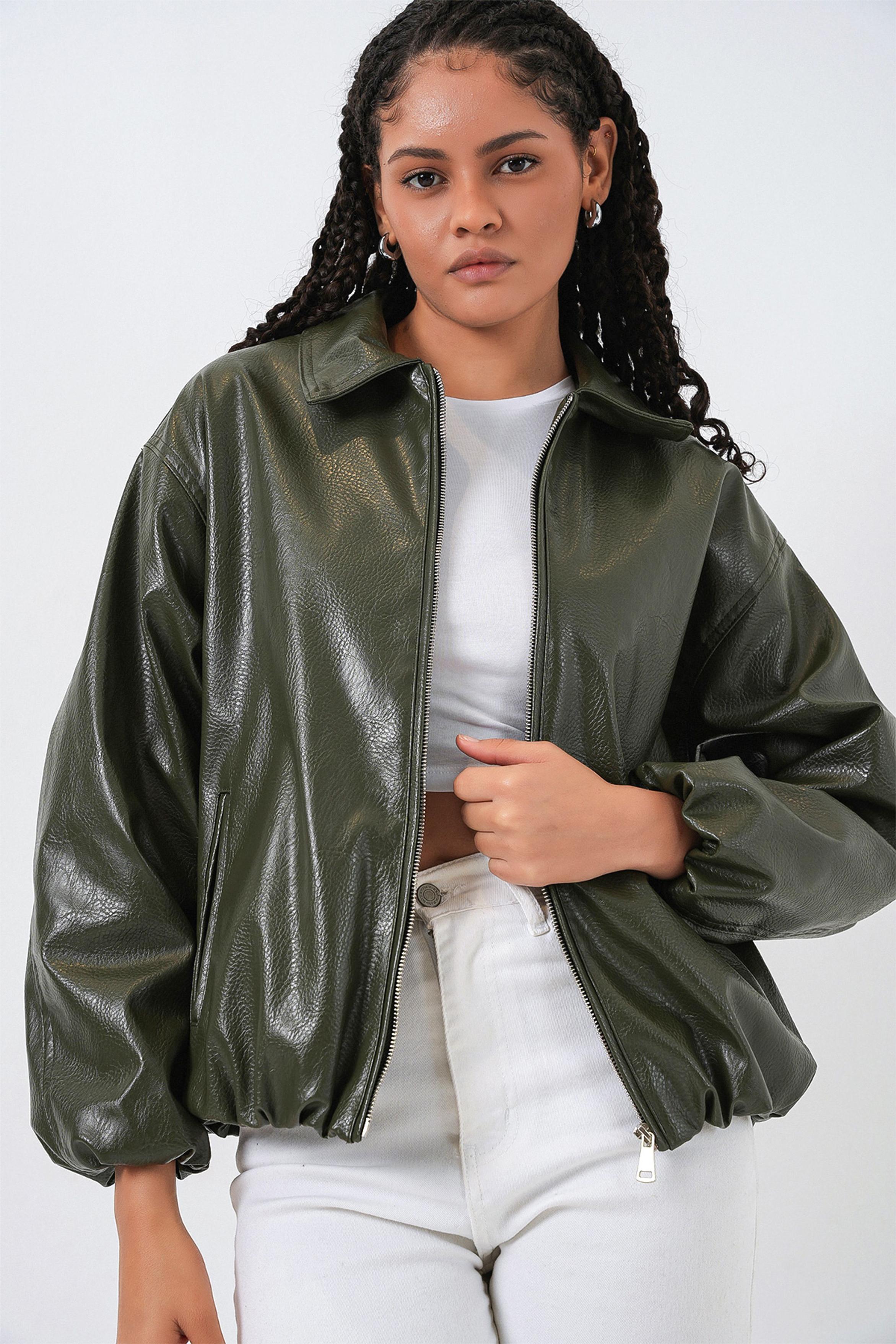 Oversized Faux Leather Ritsjack