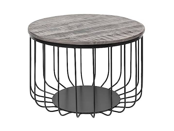 invicta INTERIOR Industrial Couchtisch Factory LOFT 56cm grau Mango Massivholz Wohnzimmertisch rund mit Akazienholz