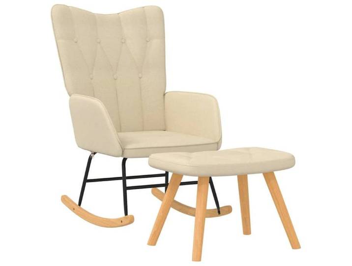 Chaise à bascule/Fauteui à bascule - UU - avec repose-pied - Crème Tissu F130