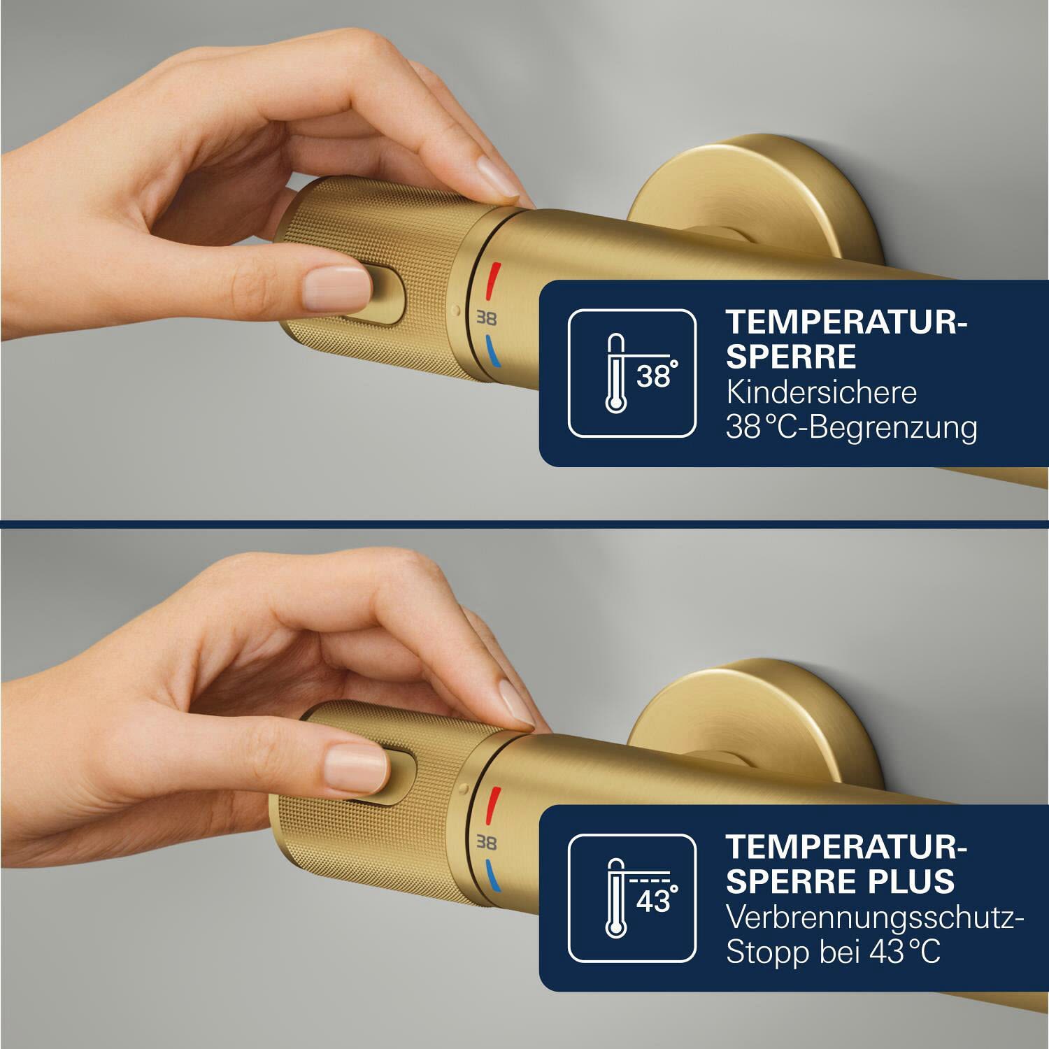 Grohe Precision Feel Thermostat-Wannenbatterie mit S-Anschlüssen, Badarmaturen, 34788GN0, cool sunrise gebürstet