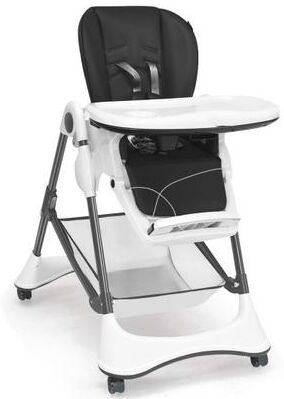 Costway A-Shaped High Chair with 4 Lockable Wheels-Gray