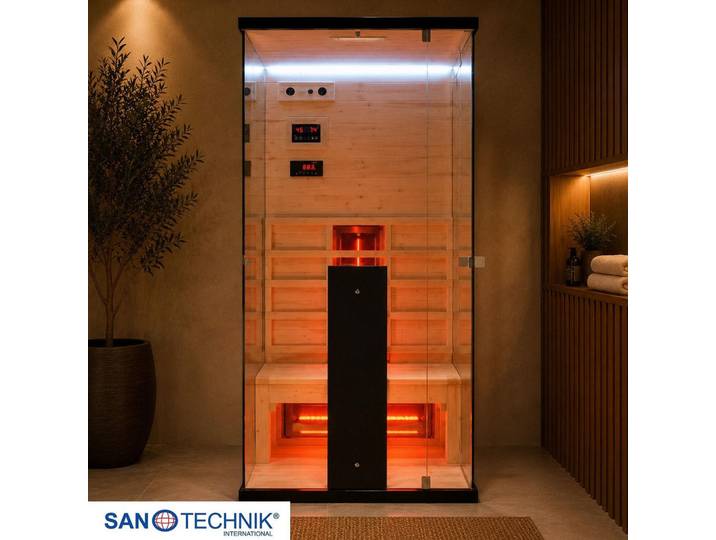 Sanotechnik Infrarotkabine, Schwarz, Holz, Fichte, 80x190x110 cm, Freizeit & Co, Wellness & Gesundheit, Infrarotkabinen