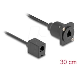 DELOCK 87969 - RJ10 Kabel, Buchse / Buchse, D-Typ, schwarz, 30 cm