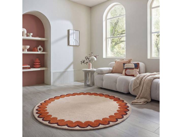 Wollteppich Wiggle rund Orange/Terracotta Ø 160cm Wolle