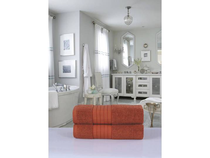 Serviettes de bain Cindy lot de 2 Marron/Terre cuite