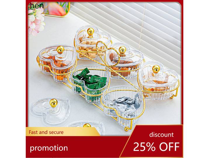 Assiette à fruits en plastique ZML avec compartiments, plat à collation, boîte à collation, boîte à thé, bol en plastique haut de gamme en forme de cœur