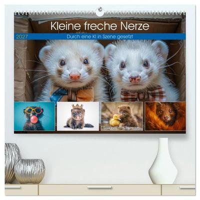 Kleine freche Nerze (hochwertiger Premium Wandkalender 2027 DIN A2 quer), Kunstdruck in Hochglanz