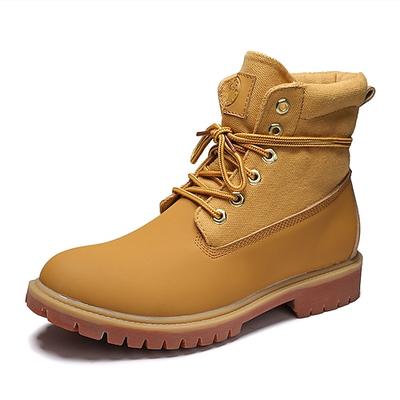 gelbe Arbeitsstiefel aus Kunstleder für Herren mit Schnürung – strapazierfähiges und stilvolles Schuhwerk für Outdoor-Aktivitäten und Arbeitsumgebungen