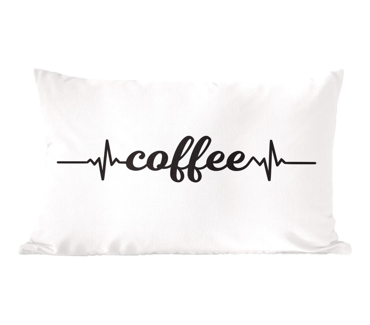 Katoenen sierkussen met Koffie quote op witte achtergrond - 60 x 40 cm