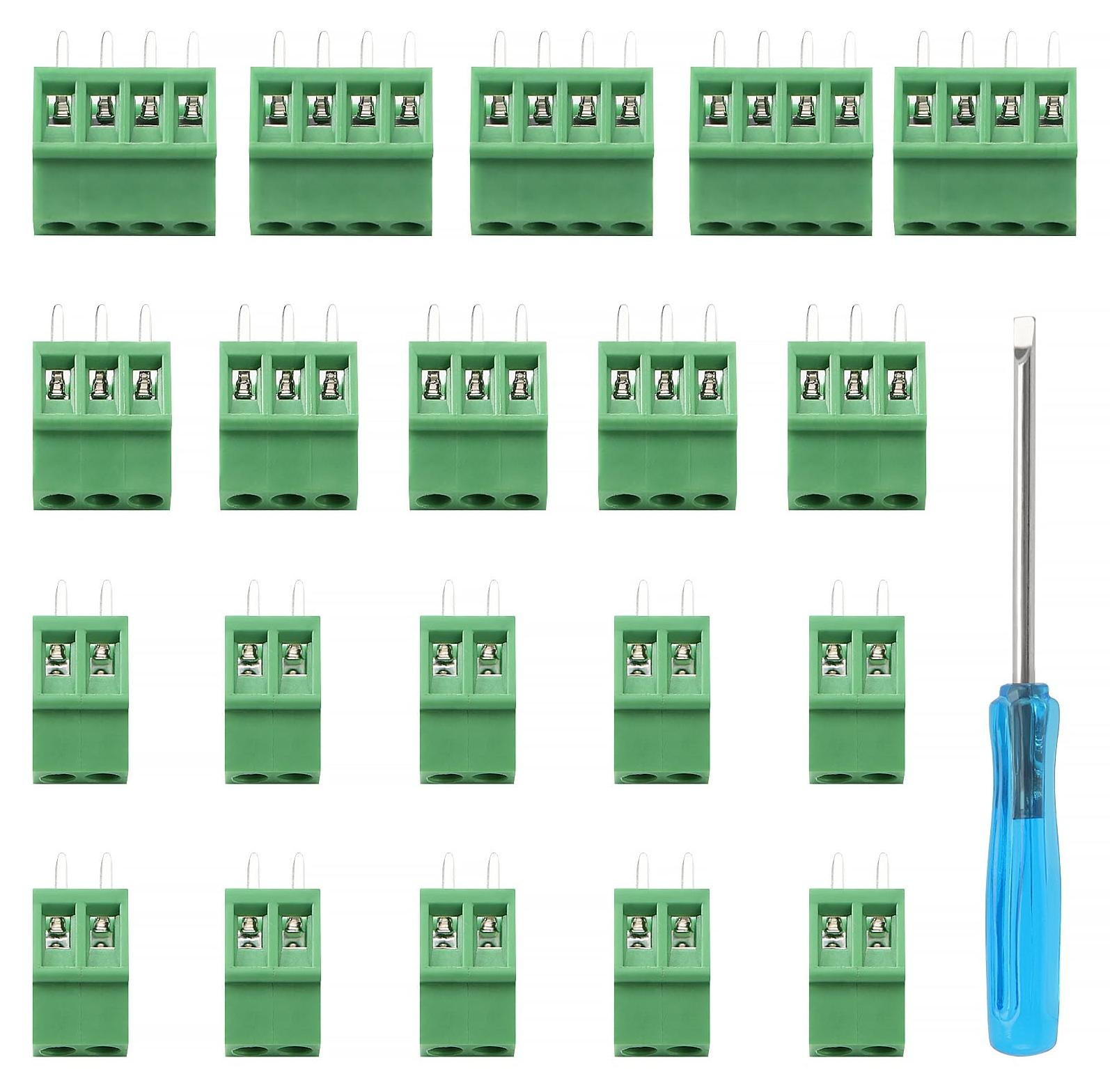 Selius 20 stuks PCB Schroef Klemmenblokken 2.54mm 2/3/4 Pin