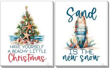 Streamline Art Beachy Christmas Canvas Wall Art Multi Bright Set of Two, Set of Two, Multi Bright
