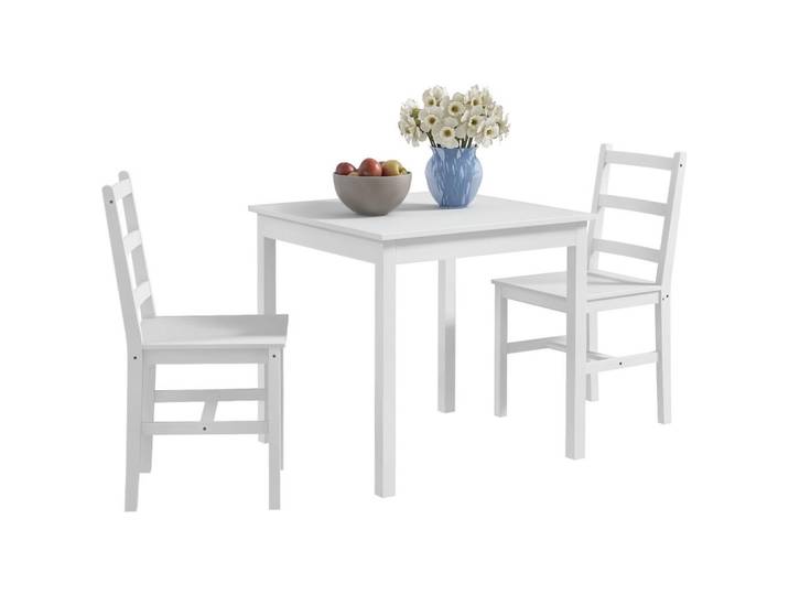 ComfortXL Essgruppe 3-Teilige De-10014 Weiß, 75x75x75 cm, Esszimmer, Bänke, Tischgruppen & Eckbankgruppen