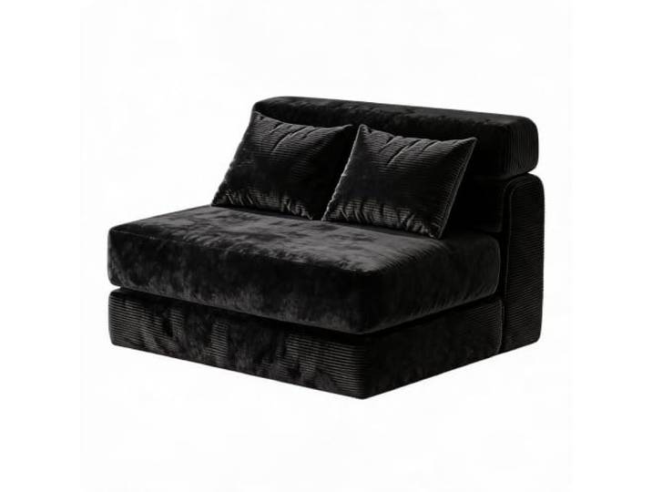 Litake 4-in-1 Klappsofa-Bett – Umwandelbare mit Gästecouch Kissen Schwarz 4-in-1 Klappsofa & Liegesessel Samtweichem Cordbezug & abnehmbarem Bezug, Multifunktionales Klappsofa-Bett 102x76x61 cm