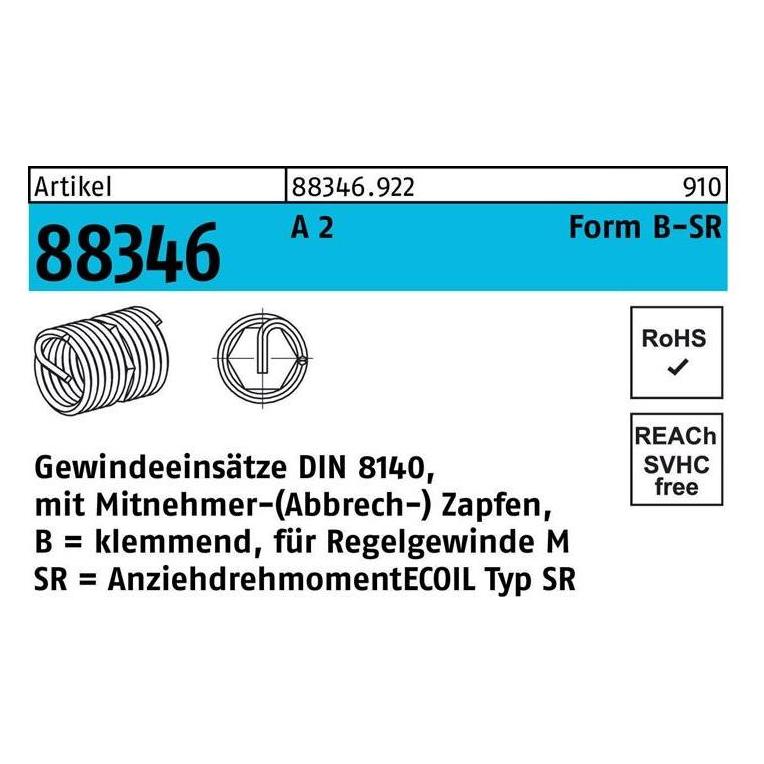 Amecoil Gewindeeinsatz R 88346 Form B-SR BM 24 x 24 A 2 (883469220240024)
