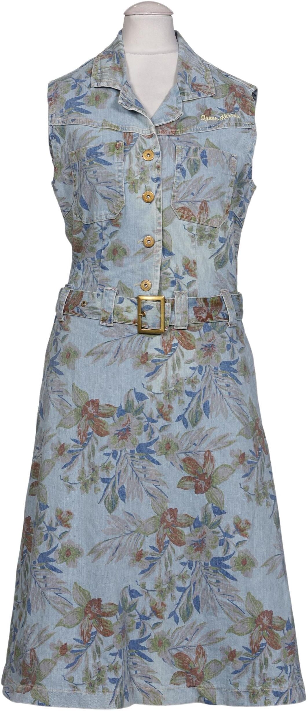 Queen Kerosin Damen Kleid, Hellblau, Gr. S, Elasthan / Baumwolle - Second Hand
