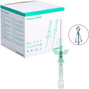 B.Braun Kanülen Introcan Safety-W PUR, 50 Stück, 18G x 1,77 Zoll, grün, sterile Verweilkanüle