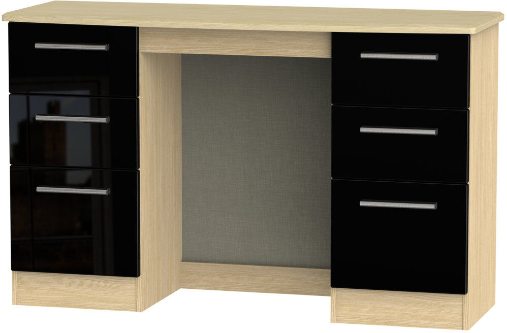 17 Stories Fully Assembled Yvette Dressing Table Oak/Black 79.5cm H X 127.5cm W X 41.5cm D
