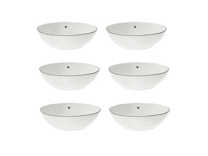 Bastion Collections 6er Set Müslischalen Heart flach mit schwarzem Herz D. 17cm