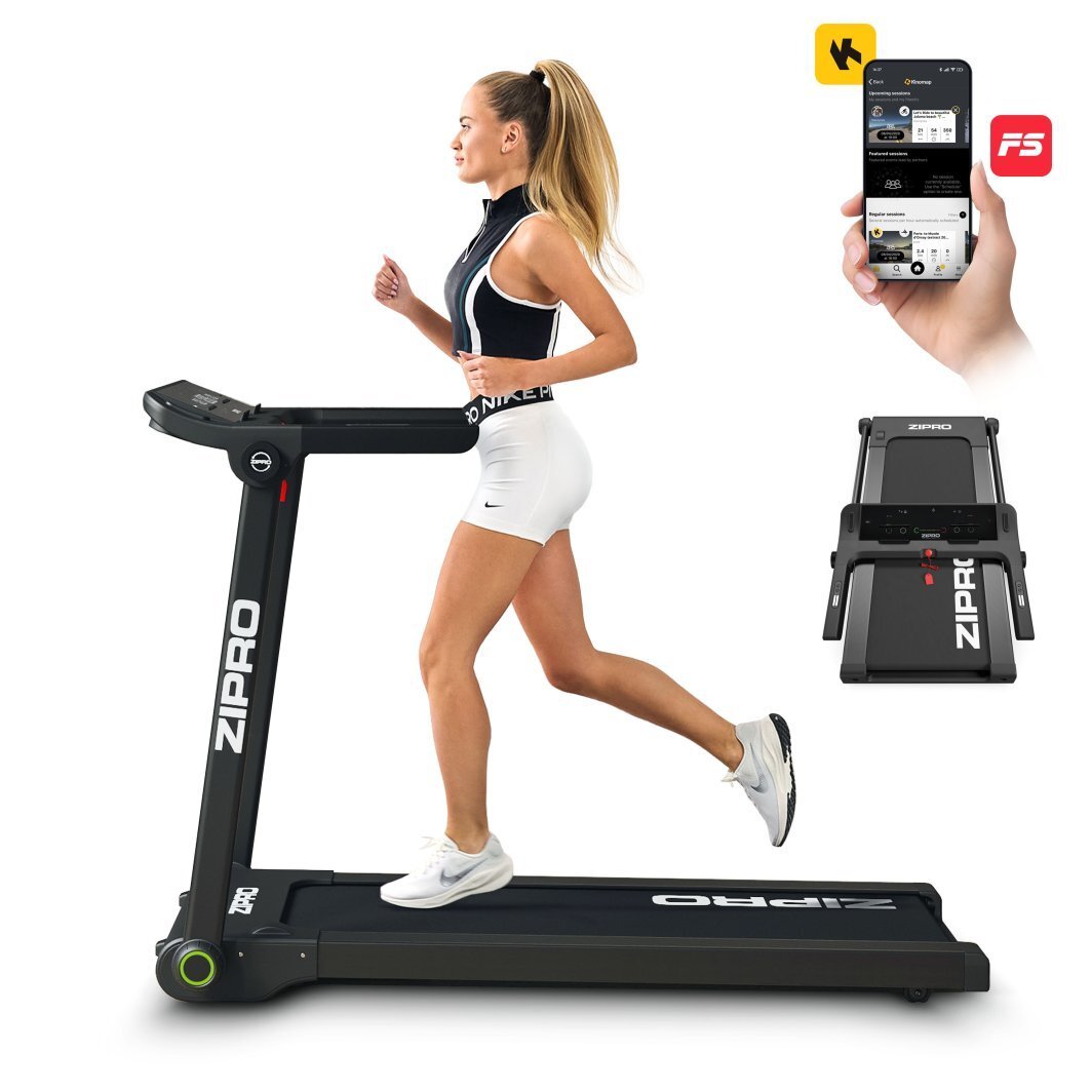 Zipro Laufband Klappbar Pacto - Elektrisches Fitness Laufband Ultra Flach für Unter das Bett App Kompatibel (Kinomap/FitShow) & LED Touchscreen