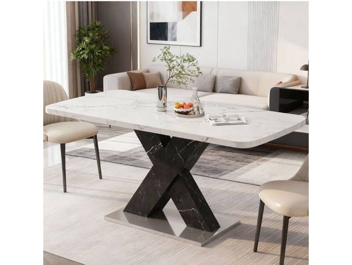 Table à manger 120CM-160CM Table à manger rectangle moderne Stretchable Qui est solide et durable Pour salle à manger