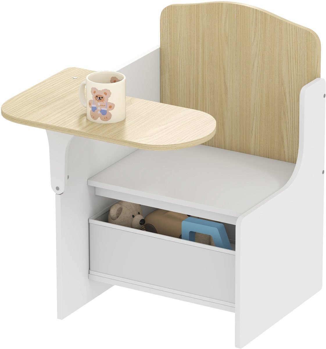 AIYAPLAY Kindertafel en -stoelenset van MDF - Wit - B/D/H: 58,5 x 51 x 59 cm