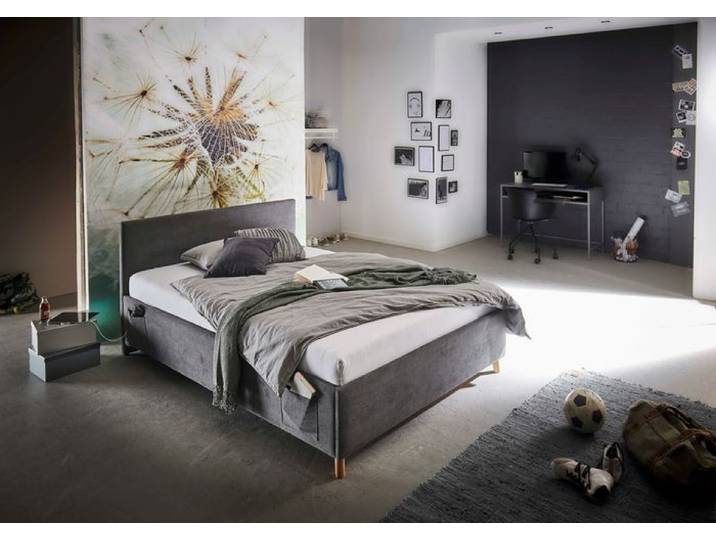 Polsterbett Cool 90 x 200 cm Anthracite Cord