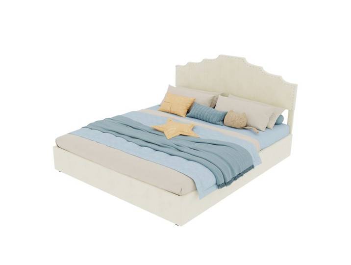 WUVRIE Lit coffre 160x200 cm beige avec matelas inclus tête de lit décorative structure relevable