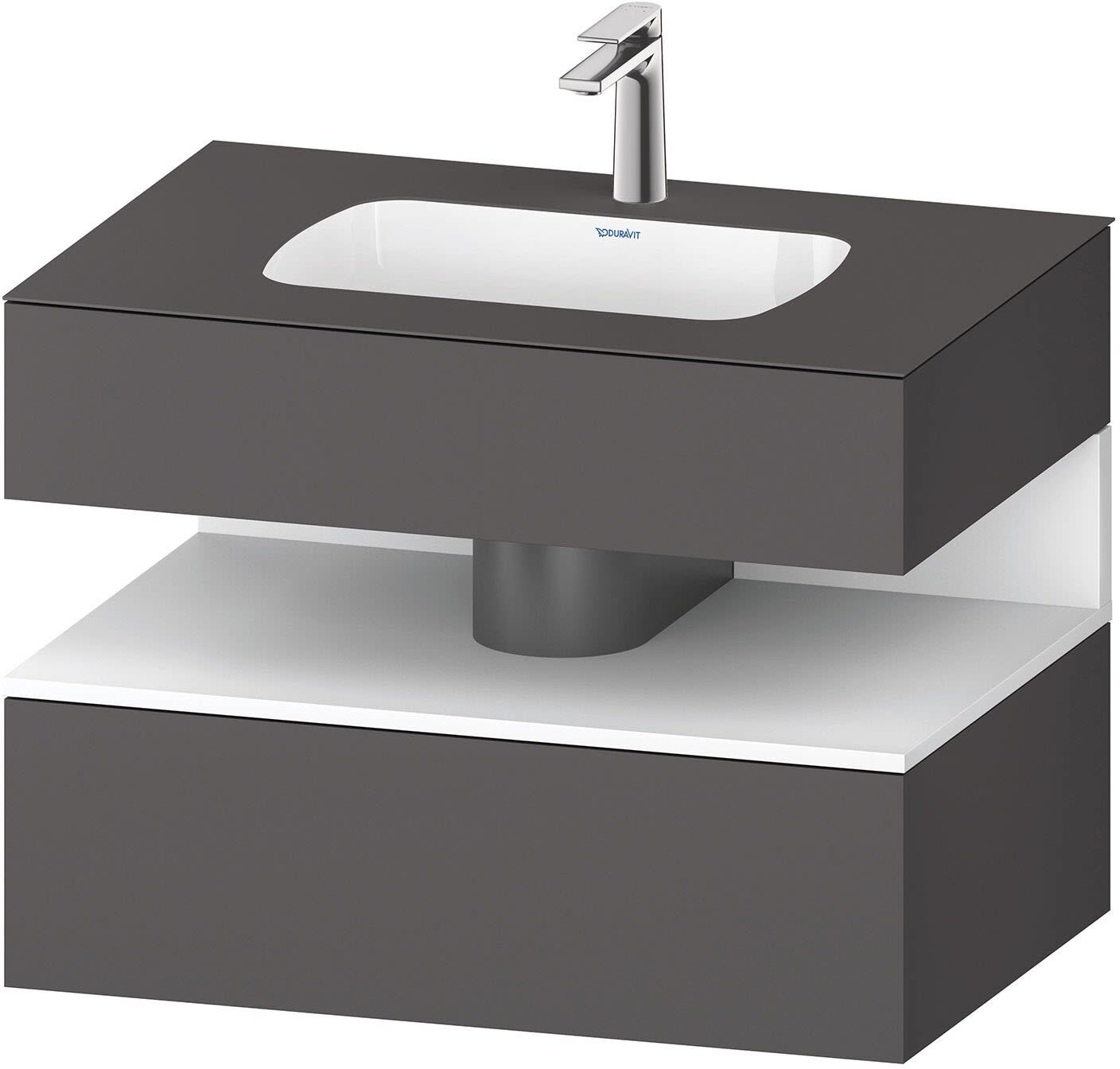 Duravit Collection One Einbauwaschtisch mit Konsolenwaschtischunterbau 80 x 60 cm, 1 Auszug